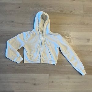 Brandy Melville Cropped White Hoodie